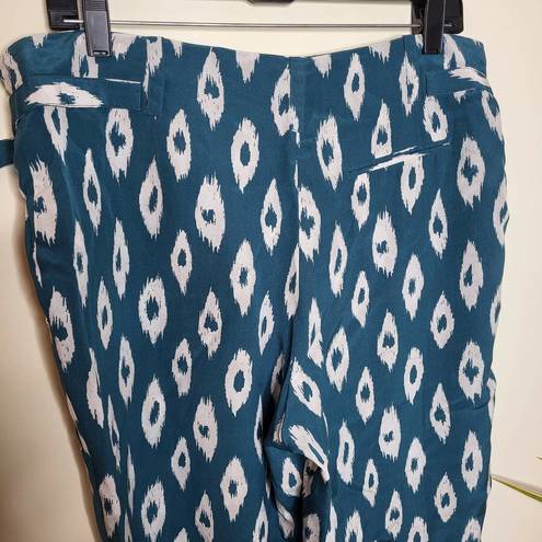 Equipment  Silk Geometric Print Button Front Cropped Tie Waist Pants Size 12