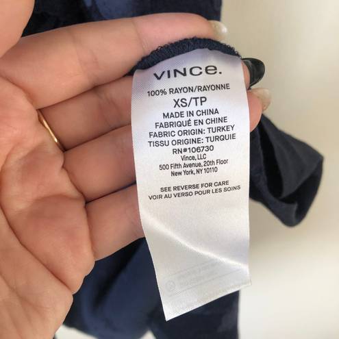 Vince Marine Blue Tulip Jacquard Long Sleeve Midi Dress XS