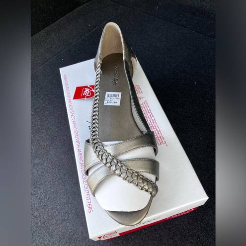 American Eagle Size 12 -  - silver/brown leather flats - brand new with tags