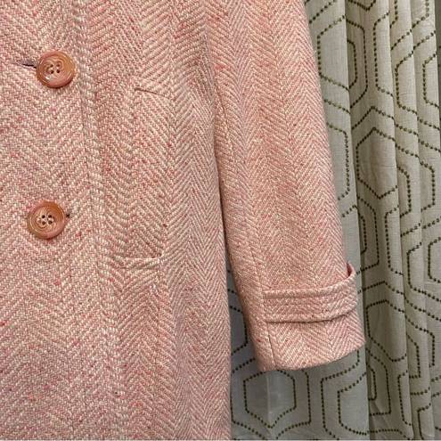 Braetan Pink Tweed Wool blend Double Breasted Pea Coat Women’s Size L Size L