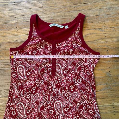 Tommy Hilfiger  XLarge Cranberry Paisley Tank with Buttons in front