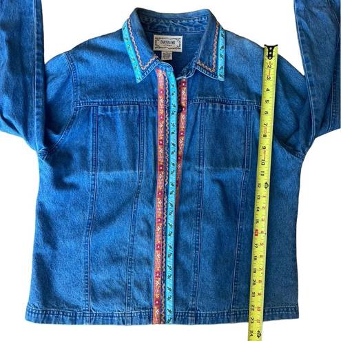 Tantrums Blue Denim Rick Rack & Ribbon Jacket 100% Cotton Womens Size XL