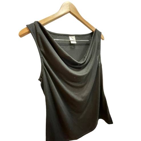 Natori  Black Matte Jersey Tank, Sleeveless Drape Neck, Lightweight Stretchy Top