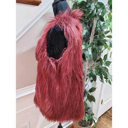 Romeo + Juliet Couture Romeo & Juliet Women Pink 100% Acrylic Couture Plum Faux Fur Vest Jacket Size L