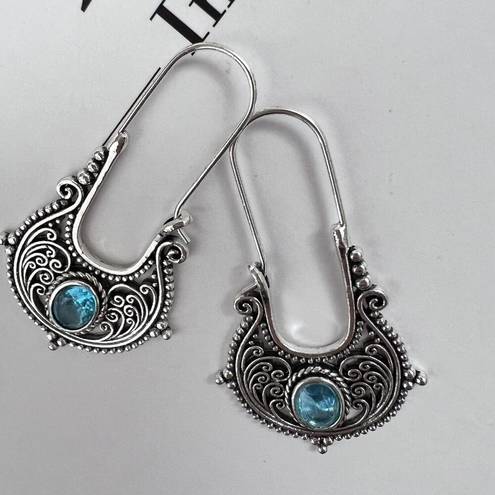 Vintage Blue Bohemian Dangle hoop earrings  Womens Jewelry vintage style