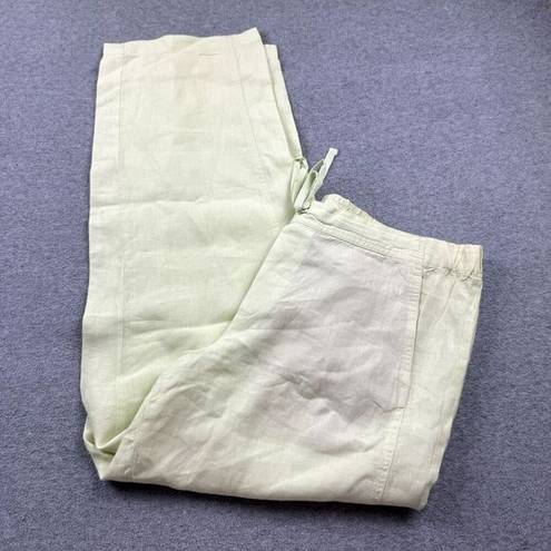 J.Jill  Pants Womens Size XL Light Green Linen Flowy Lagenlook Boho Preppy Beach