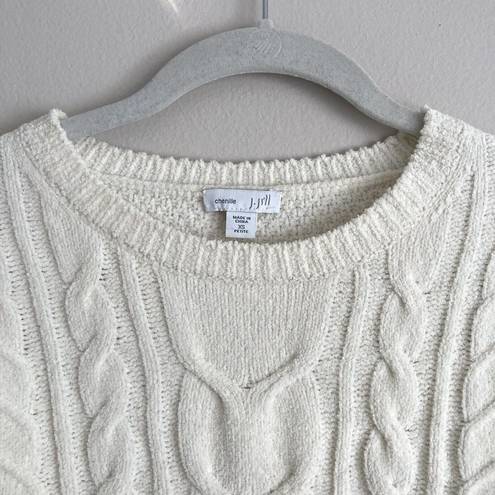 J.Jill  Womens Cable Knit Chenille Ivory Sweater Size XS Petite Pullover Soft