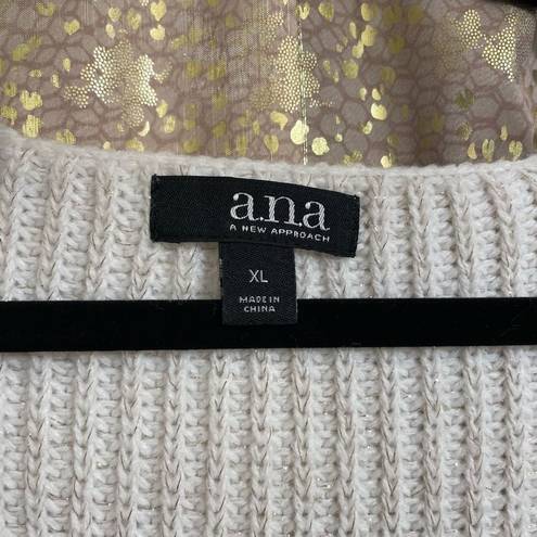 a.n.a . A New Approach Ivory Cream Gold Metallic Chunky Knit Sweater XL