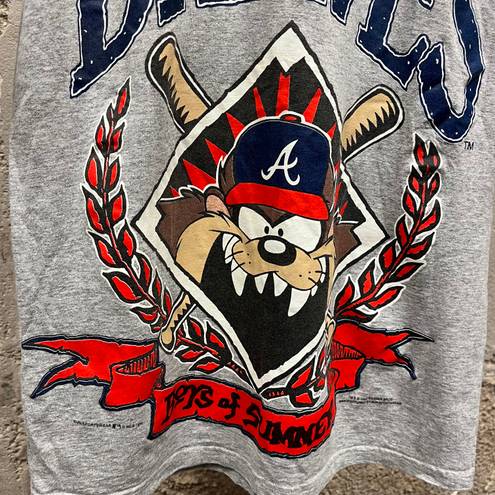 Looney Tunes Vintage 1994 Atlanta Braves Taz  Biys Of Summer Hooded Tee Medium M