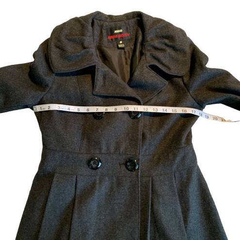 Miss Sixty  Women’s Wool Double Breasted Dark Gray Pleated Pea Coat Size Small