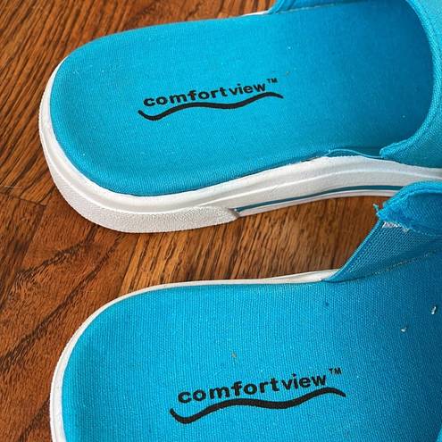 Comfortview  NWOT Turquoise Extra Wide Slide Sandals 7WW