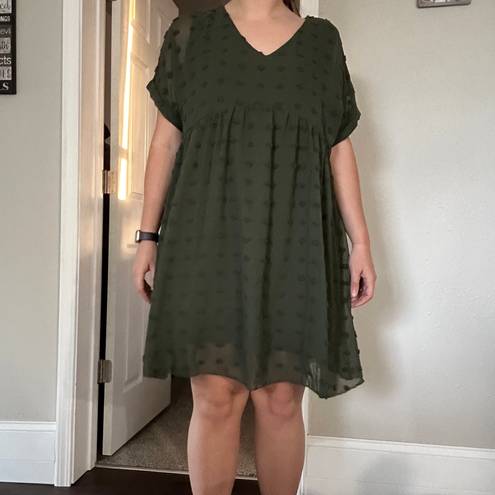 🦋 NWT HBEYYTO Green Polka Dot Sheer Textured Mini Dress Formal Casual XXL