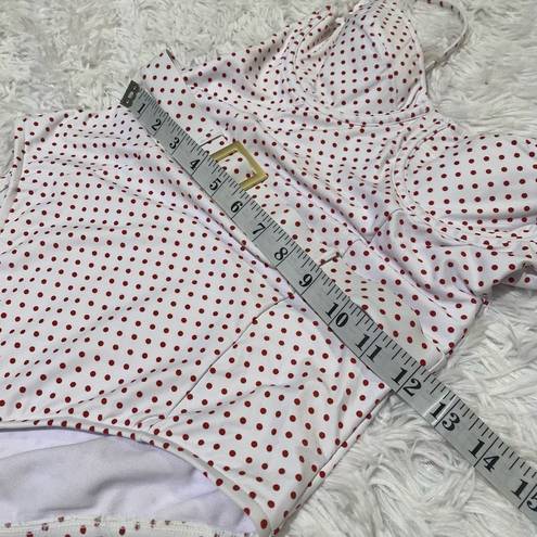 We Wore What  Danielle Polka Dot One Piece in White Red Size Extra Small NWT