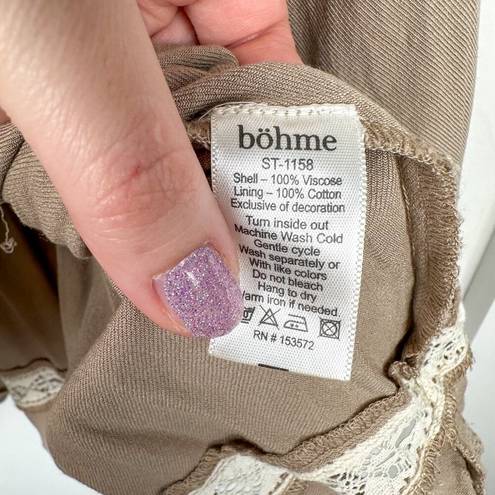 Bohme  Blouse Soraya Long Sleeve Top with Ruffles Lace Taupe