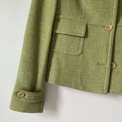 Banana Republic  Spring Green Fitted Button Front Tweed Pea Coat Jacket sz Small