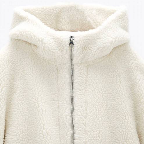 ZARA NEW  Ecru White Oversized Fleece Coat Jacket