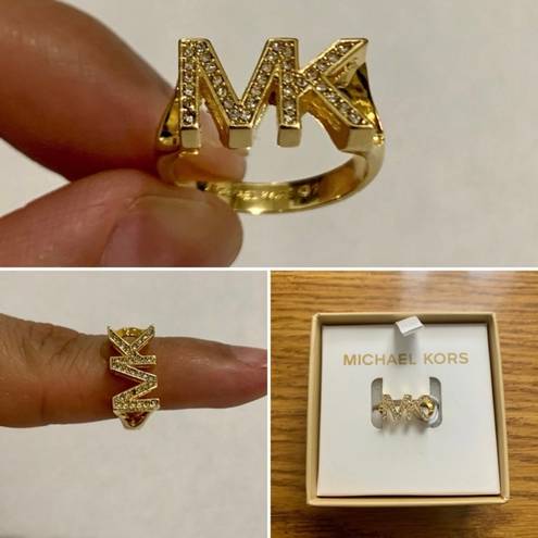 Michael Kors Gold-Tone Logo Ring Size 8