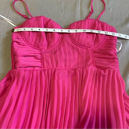 Lulus NWOT  Cascading Crush Hot Pink Tiered Bustier Midi Dress