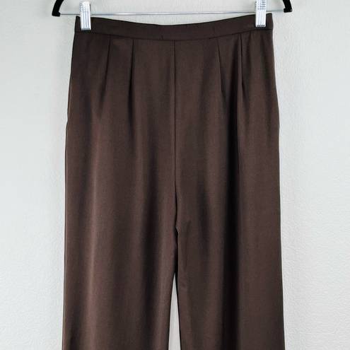 Lafayette 148  New York Brown Wool Wide Leg High Waisted Pants Size 6 28" Waist