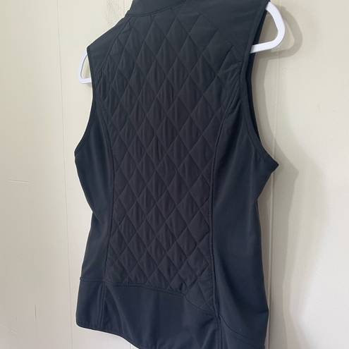 Athleta  Black Quilted Zip Up Vest Pockets Side Panels ~ 65336 Women’s Size M