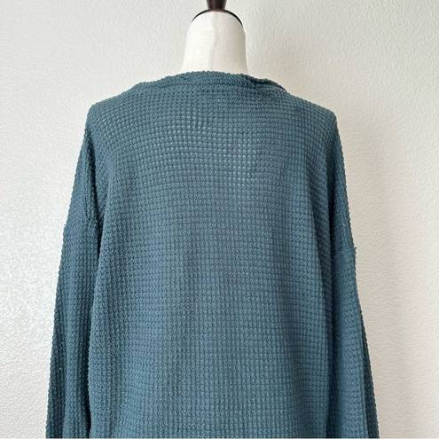 Umgee  Green Waffle Knit Oversized Sweater