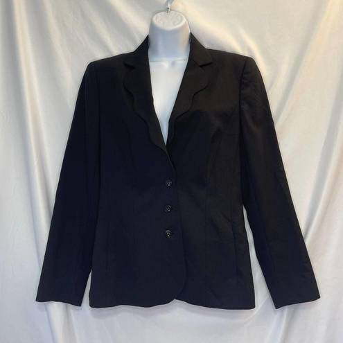 Edge Escada Women's Blazer Size 36 US 6 Scalloped  3-Button New Wool Black