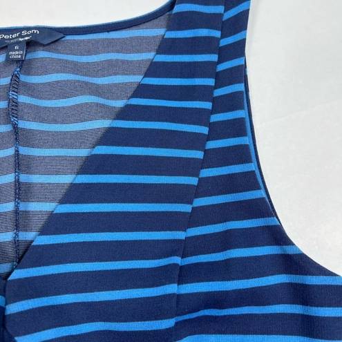 Peter Som Design Nation Blue Striped Fit & Flare Sleeveless Ponte Knit Dress 6