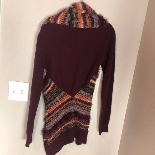 BKE  Purple Crochet Fringe Cardigan Small