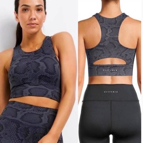 Anthropologie  All Fenix Racerback Sport Bra Python Snake Charcoal Gray Small