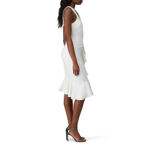 Cinq à Sept  Ruffle Angela Dress in White 0 Womens Bridal Cocktail