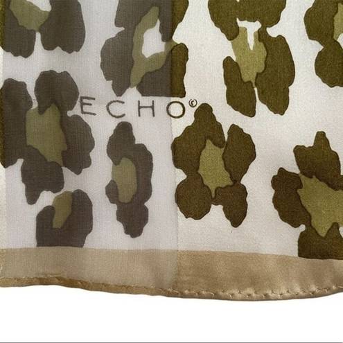 Echo Vintage Abstract Floral Leopard Print Long Scarf Tan