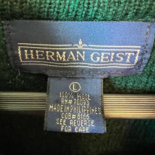 Herman Geist Vintage  Hunter Green Wool Cardigan Sweater