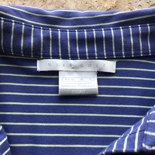 Nike  Golf Dri Fit Purple and Gold Striped Polo SzM