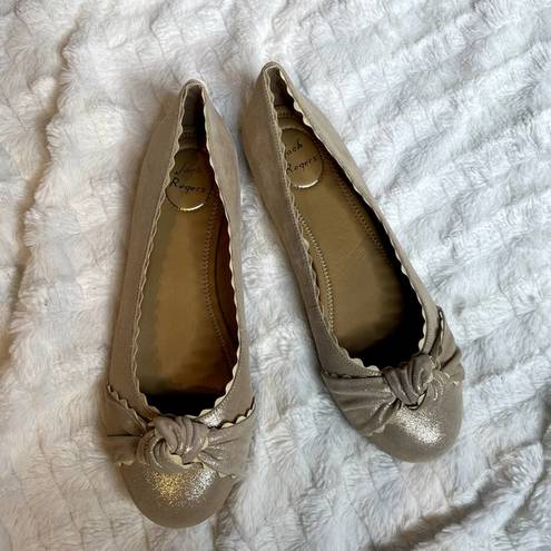 Jack Rogers  Holly Gold Knot Scalloped Metallic Ballet Flat 9.5 Holiday