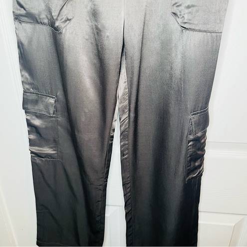 Young Fabulous and Broke  Finley Satin Cargo Pants Grey S NWT