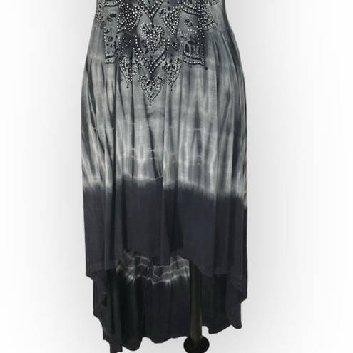 Vocal  rhinestone hi low dress, ladies small gray tie dye graphic tank dress