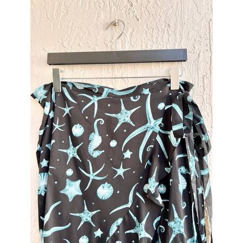 Agua Bendita  x Target Deep Sea Print Ruffle Wrap Midi Skirt Blue Black Women's L