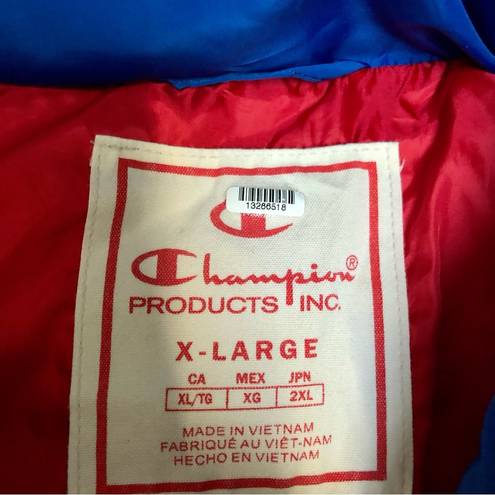 Champion NWOT  Colorblock Surf The Web Puffer Coat Puffy Jacket Red White Blue XL