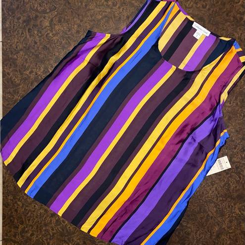 Coldwater Creek  Flowy Tank Striped in Deep Vibrant Colors - size