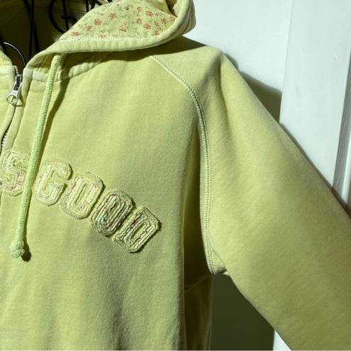 Life is Good Full Zip Hoodie Sweatshirt Lime Yellow Size Medium