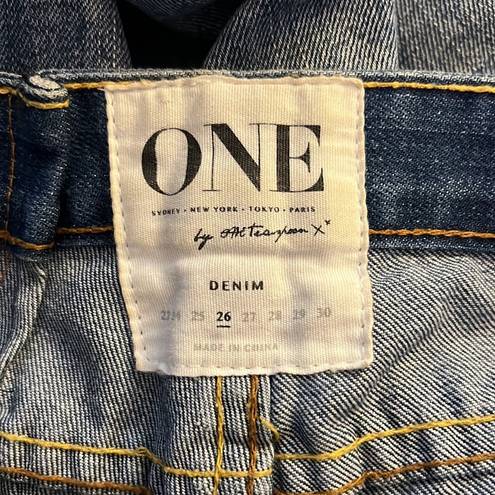 One Teaspoon  Trashed Free Birds Jeans Blue Acid Wash Highly Destroyed SAMPLE