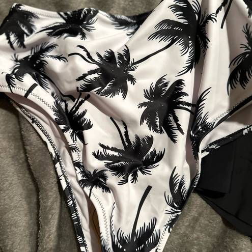 Beachsissi  Women's Tankini Swimsuit Coconut Tree Print Ruffle / small