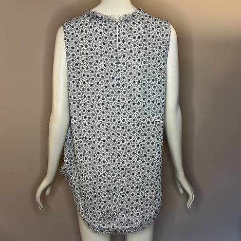 Who What Wear  Black and White Floral Sleeveless Semi Sheer Blouse Size Large