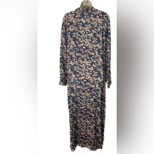 Haute Hippie  Tribe Floral Long Sleeve Button Front Maxi Dress Size Large