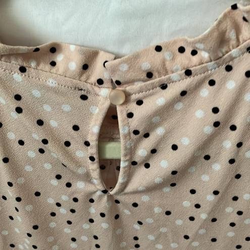 Adrianna Papell - peach colored top with black & white polka dots- size Large