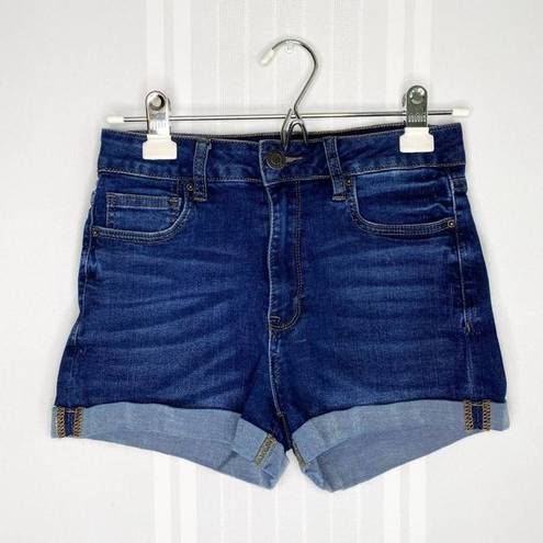 Miami  High Rise Cuffed Hem Jean Shorts Junior's Size 5 Blue w/ Pockets Summer