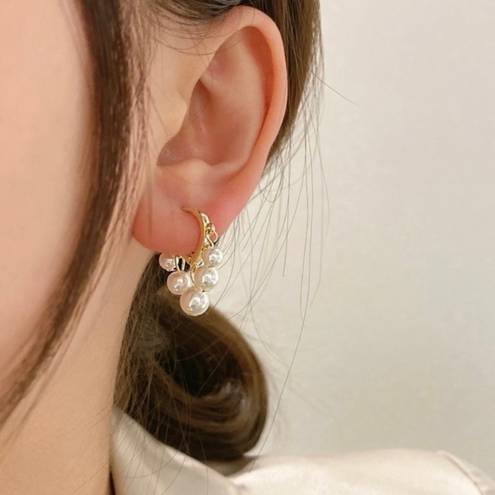 18K Gold Plated White Pearl Tassel Dangle Drop Earrings for Women