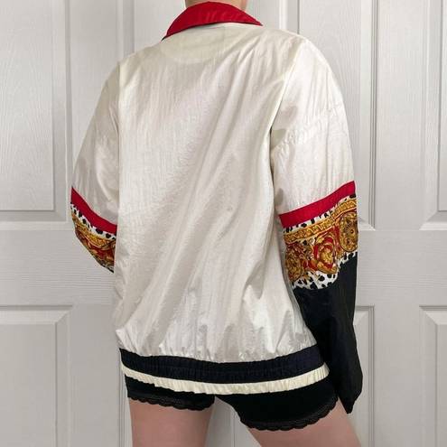 Edge River  Retro Windbreaker Jacket Sz S Vintage 80s 90s Lined Red Yellow Black