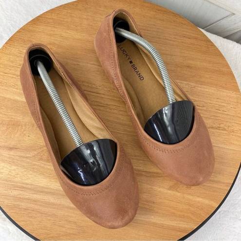 Lucky Brand  Erin Leather Ballet Flats Shoes Tan Brown 7.5