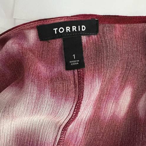 Torrid  Wine Tie Dye Gauze Long Kimono Plus Size 1X